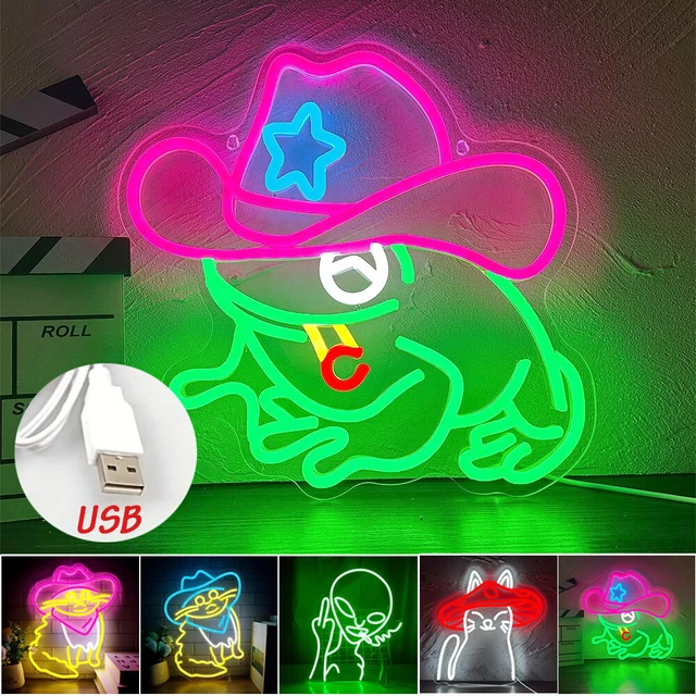 LED NEON SIGNS Cat/Frog Wall Lights Funny Neon Bar Pub Game Lamp Party