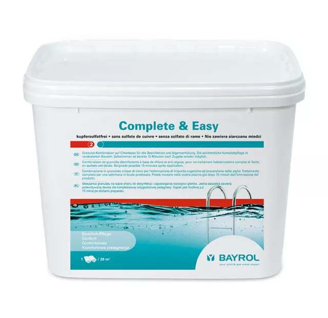 BAYROL COMPLETE & EASY (16 sachets) - 4,48kg | Combiné Chlore / Oxygène Actif