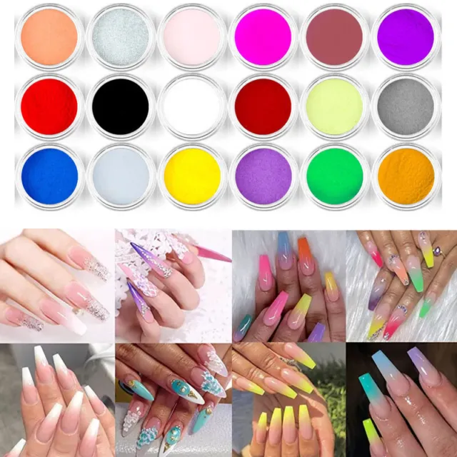 18 Farbe Set Neon Pigment Nail Art Pulver Staub Ombre Smoky Fluoreszierend Fa ✨ 3