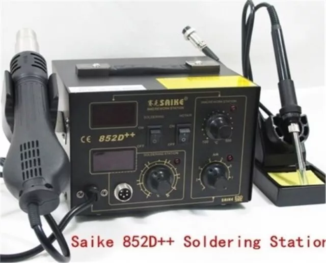 220V Hot Air Gun 2 In 1 Rework Station Saike 852D Soldering Tools New vn