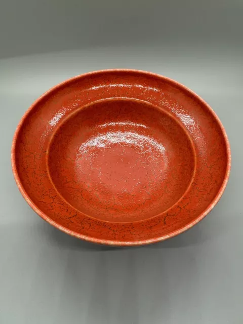 Chinese Antique Red Glaze Porcelain Bowl Qing Dynasty Kangxi Mark