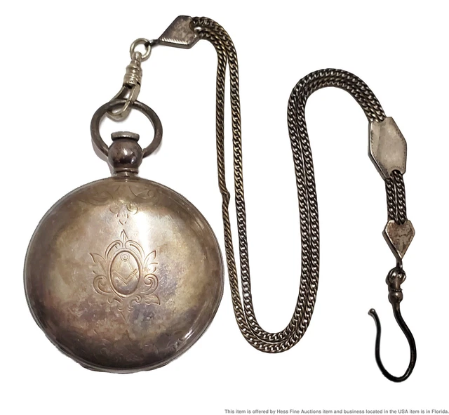 WALTHAM HOME 1857 Model Lg Masonic Coin Silver Antique Pocket Watch