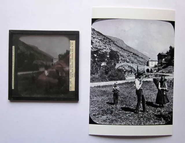 c1900 Harvesting Stalden Visp Valley Switzerland Underwood Photo & Antique Slide