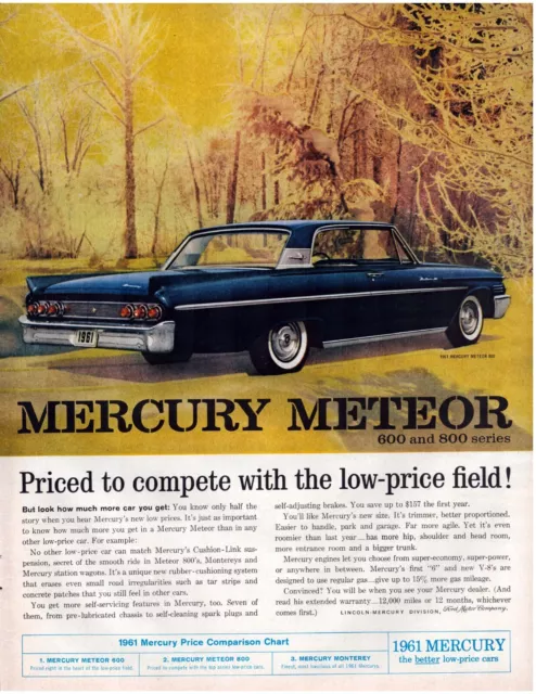 Print Ad Mercury Meteor 1961 Full Page Large Magazine 10.5"x13.5" 1960