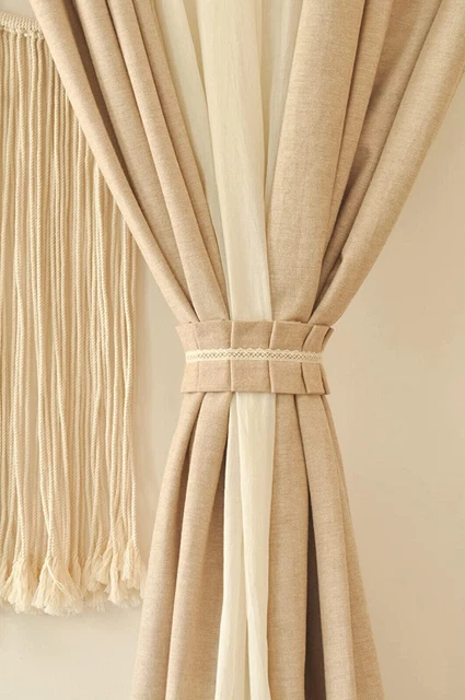 Beautiful Cotton Curtain Holders Tieback 15 Inch Beige for Door set of 2 3