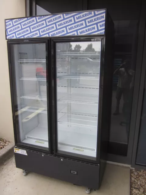 BROMIC 2 DOOR 880Lt. GLASS FRONT  DISPLAY FRIDGE, Model:  GM1000LBCAS.  BLACK