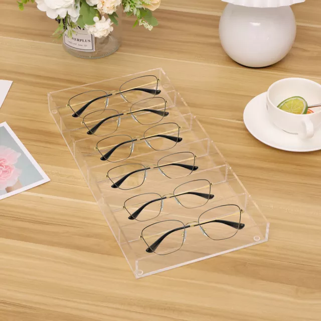 Acrylic Glasses Storage Box 6Slots Transparent Display Organizer Eyeglasses ░ .a