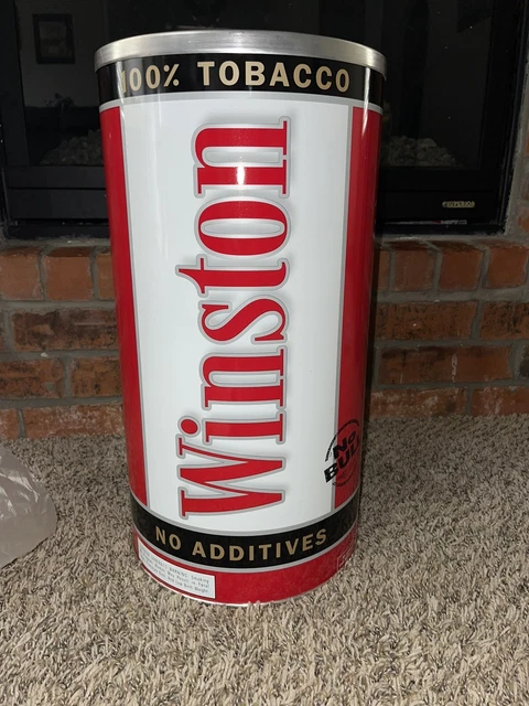 Vintage Winston Gas Station 20" Metal Ashtray Waste Trash Can Sign New old stock