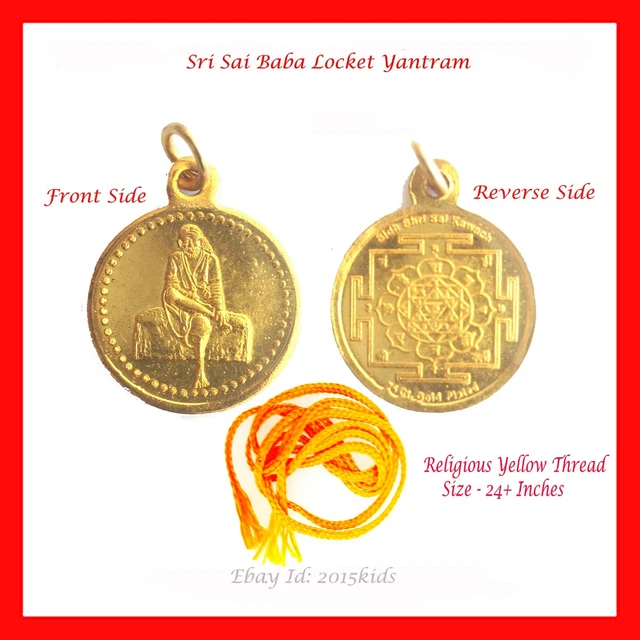 Shirdi Sai Baba Yantra Pendant Locket + Thread Hindu Goddess