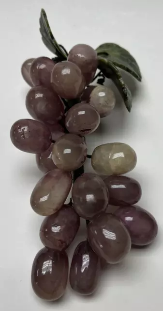 VINTAGE PINK PURPLE Rose Quartz Stone Grape Cluster Jade Serpentine ...