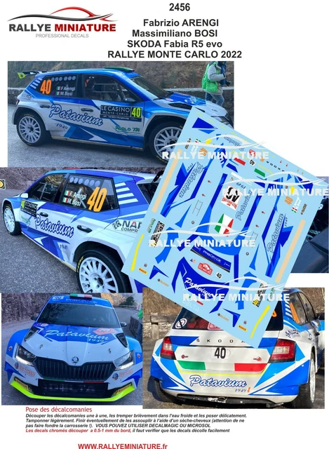 Décalcomanies 1/24 SKODA FABIA CHENTRE - Rallye Monte Carlo 2022 WRC - Modélisme