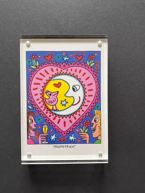 James Rizzi Kunstdruck Postkarte Motiv "Moonstruck" im Magnet-Rahmen