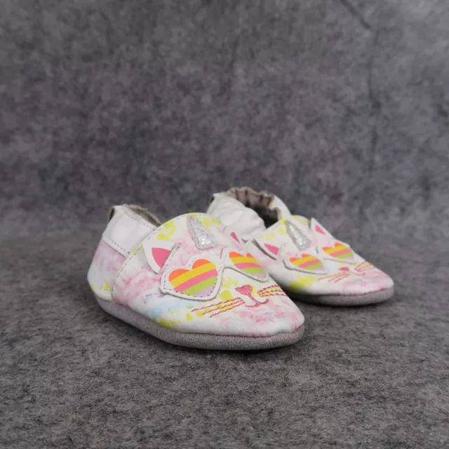 Robeez Shoes Infant Baby Girl Leather Caticorn Soft Sole Slip On Hearts Colorful