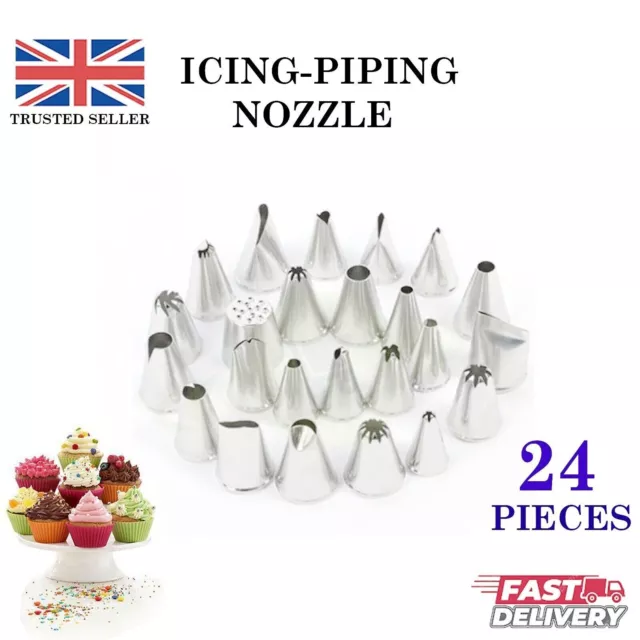 24 Pcs Icing Piping Style Nozzle Tool Set Cake Cupcake Sugarcraft Decorating Kit