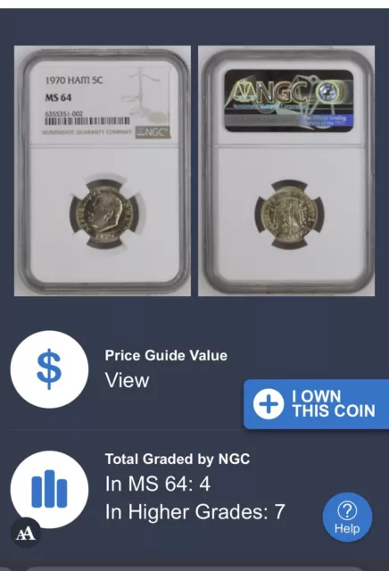 1970 Haiti 5 Centimes- NGC MS64