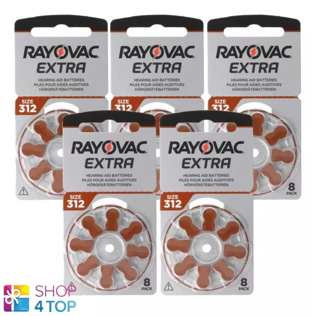 40 Rayovac Extra 312 Hearing Aid Batteries Battery PR41 1.45V Zinc 8BL