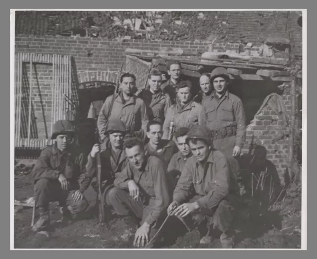 Korean War Era Photo Group Of US GI's By Bombed Building Ruins