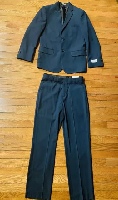 Calvin Klein Boys 2 Pieces Navy Blue Striped Formal Suit Set Jacket Pants