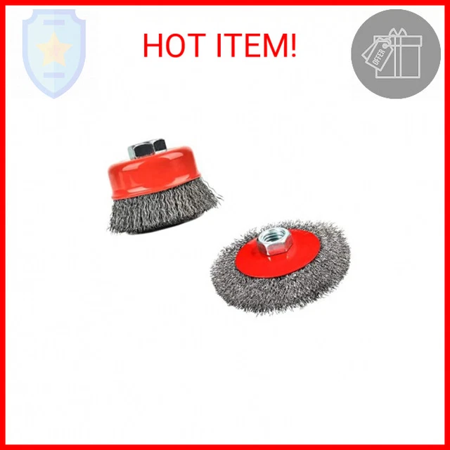 Artibox 2 Pack Wire Brush for 4-1/2 Inch Angle Grinder, 5/8''-11 UNC Threaded Ar