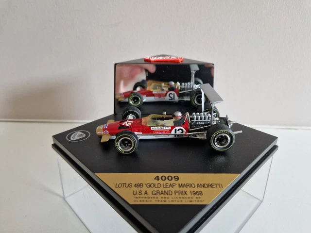 QUARTZO GOLD LEAF Lotus 49B USA GP 1968 Mario Andretti 1/18 Scale 