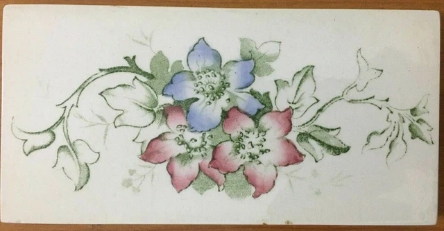 Rare collectible england vintage antique art transfer print border tile c1900