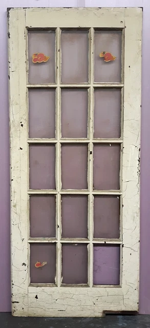 31.5"x80"x1.75" Antique Vintage Old Wood Exterior French Door Window Wavy Glass 2