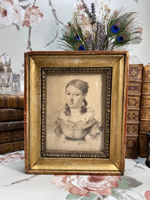 Dessin Curiosa Jeune Femme époque 1900 – Belle école Française, érotisme Miroir