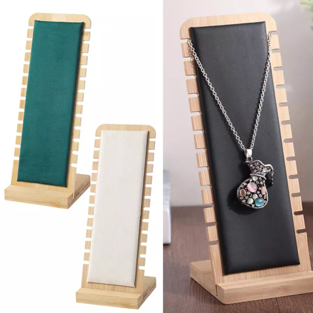 Bamboo Wood Necklace Display Stand Tabletop Jewelry Bracelets Holder Boards