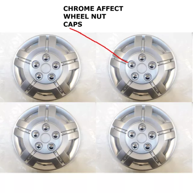 15" To Fit Citroen Nemo Wheel Covers Deep Dish Trims Hub Caps Domed Chrome Caps