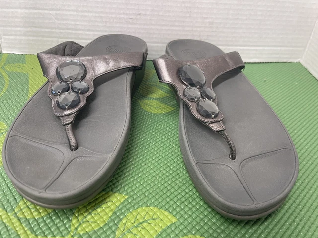 Fitflop Womens Lunetta Thong Sandals 181-054 Pewter US 10 Walking 2
