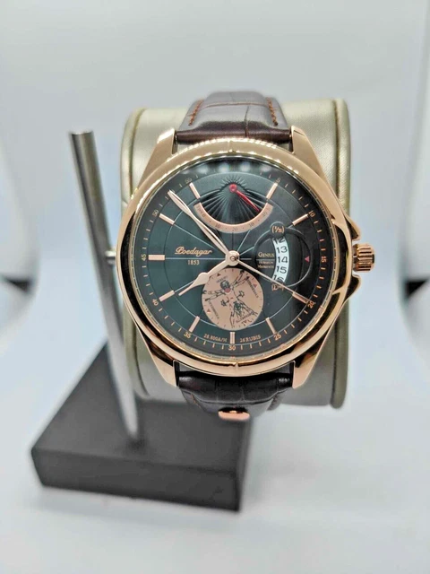 Montre Patrick Arnaud à Quartz - Cadran Argenté Chiffres Romains - Bracelet Cuir Marron - Occasion