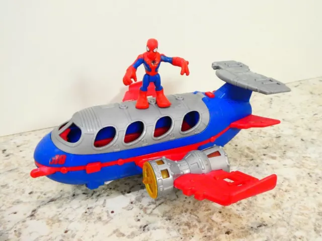 Playskool Marvel Super Hero Adventures SPIDER-MAN Jet Plane Bomber Light & Sound