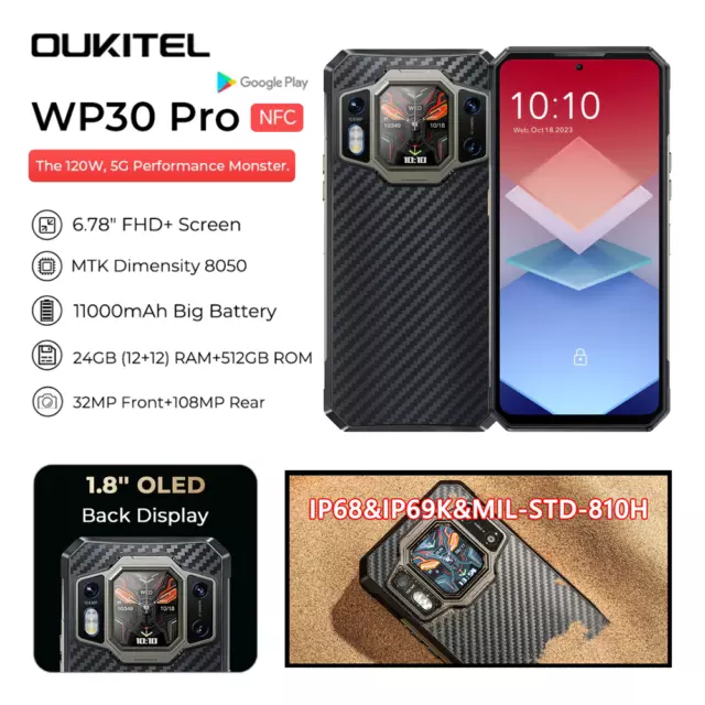 [World premiere] Oukitel WP30 Pro 5G Rugged 120W Super Charge 11000 mAh  6.78 FHD+12GB+512GB 120HZ android 13 108MP Camera
