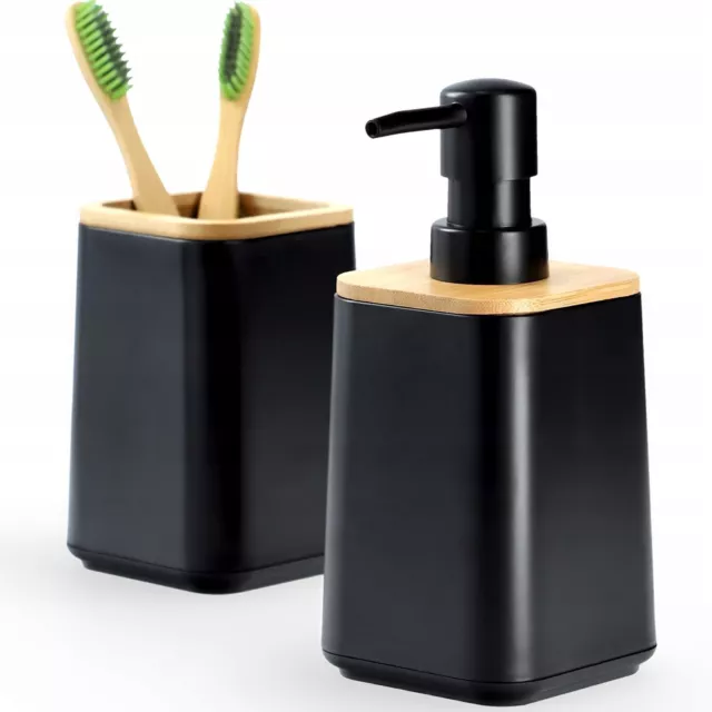 KADAX Set de baño Dispensador de jabón Accesorios de baño con Bambú...