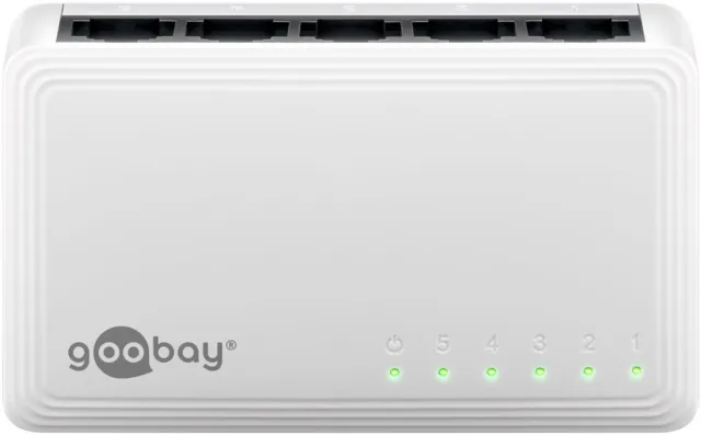 Goobay 5-Port Gigabit Ethernet Netzwerk-Switch - 5x RJ45-Buchsen, Autonegotiatio