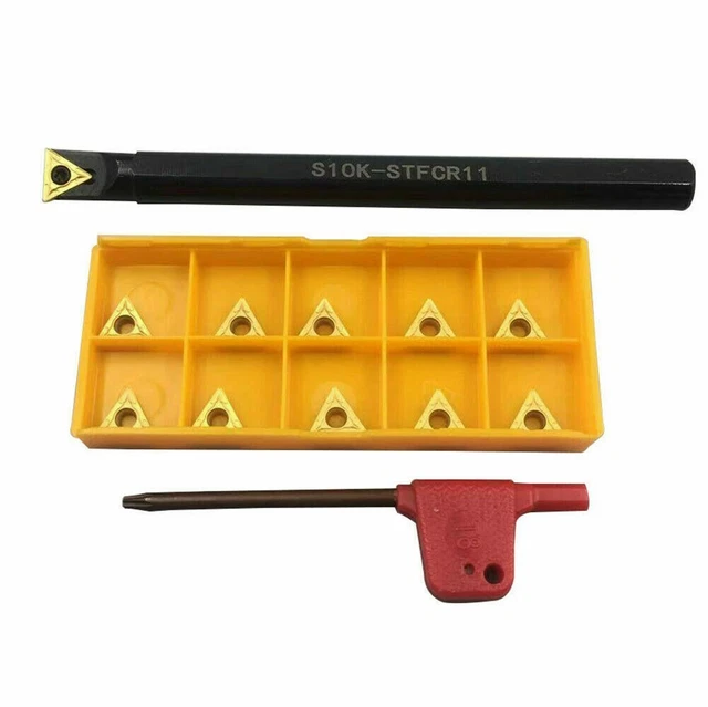 Kit Tornio CNC – Portautensile SRACR1616H06 + 10 Inserti RCMT0602MO NX2525 + Chiave T15 – Barra 16x16 Mm