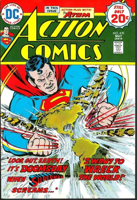 Superman Zermalmt Erde Zulassung Abdeckung Action Comics 435 Fest Kunst 1973 Dc
