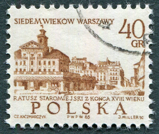 POLAND 1965 40g red-brown SG1578 used FG Warsaw 700th Anniv PERF 12 x 11.5 #A02