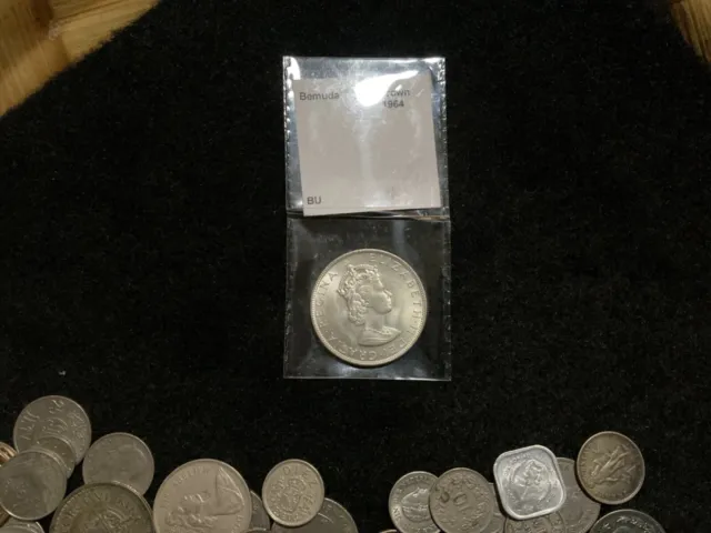1964 Bermuda Silver Proof Crown, Queen Elizabeth II Royal Mint, Scarce BU