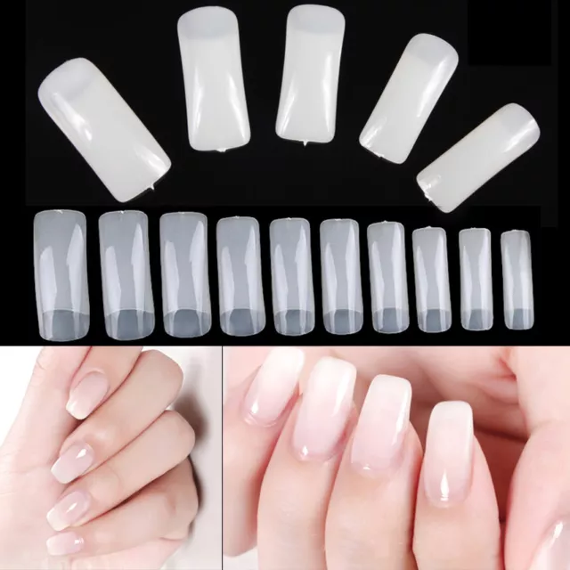 500PCS Natural Half Nail Art Acrylic Tips Artificial UV Gel False Nail UK Seller