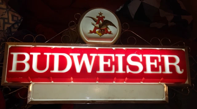 Vintage Budweiser hanging light Advertising sign 35" x 15"