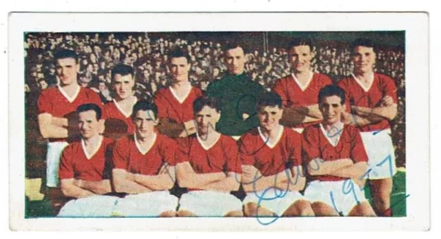 Duncan Edwards signiert 1956 MANCHESTER UTD Teamkarte #28 Fußballblase Kaugummi