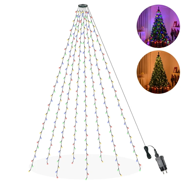 Qedertek Weihnachts-Lichterkette Mit 240 LEDs – 2,4 Meter, 12 Modi, IP44 Wasserdicht, Mit Timer & Ring-Deko