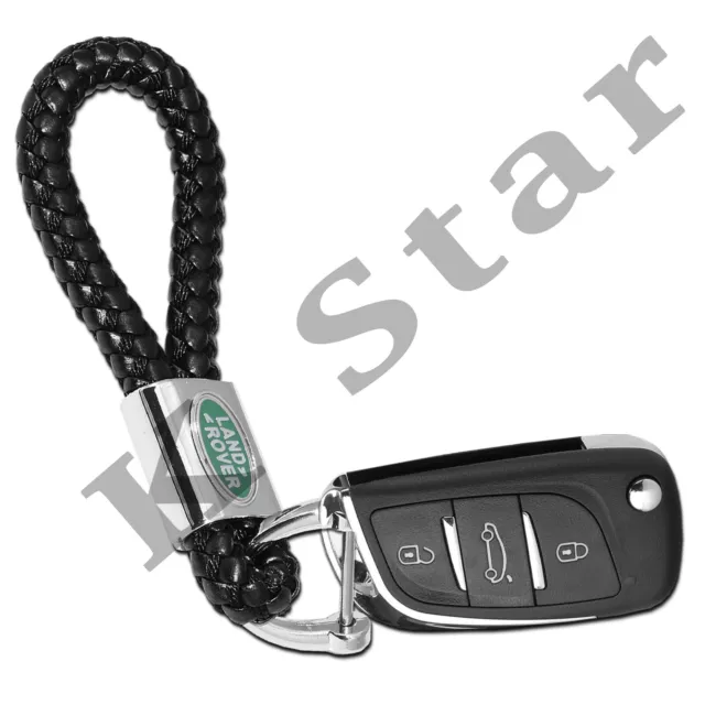 R ange Rover Discovery BRAIDED BLACK PU LEATHER KEYRING KEYCHAIN KEY FOB CAR KEY