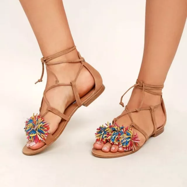 Steve Madden Swizzle multi color fringe gladiator sandals women’s shoe size 8