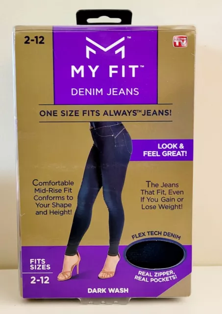 My Fit Denim Jeans Women's Dark Wash, Denim Jeans, One Size Fits Always 2-12