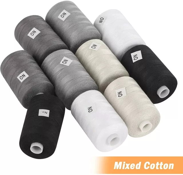 10pcs Cotton Threads 1000 Yard Spools Sets for Hand Stitching, Sewing Machine