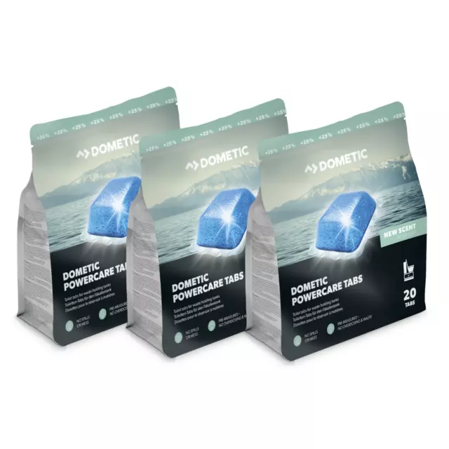 60 Dometic Power Care Tabs 3x 20 Stück im Doybag für Camping Chemie Toilette