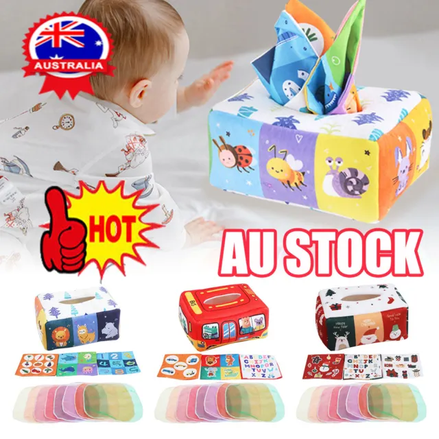 Tissue Box Baby Sensory Toy Colorful Rainbow Dance Scarves Toy for Kids VH