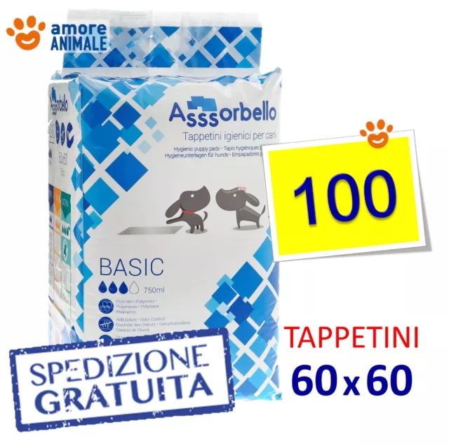 Assorbello BASIC 60x60 Traverse tappetini igienici assorbenti per cani 100 pezzi 2